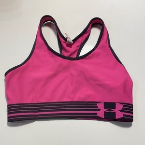 Under armour heatgear - pink and black sports bra. Size small.